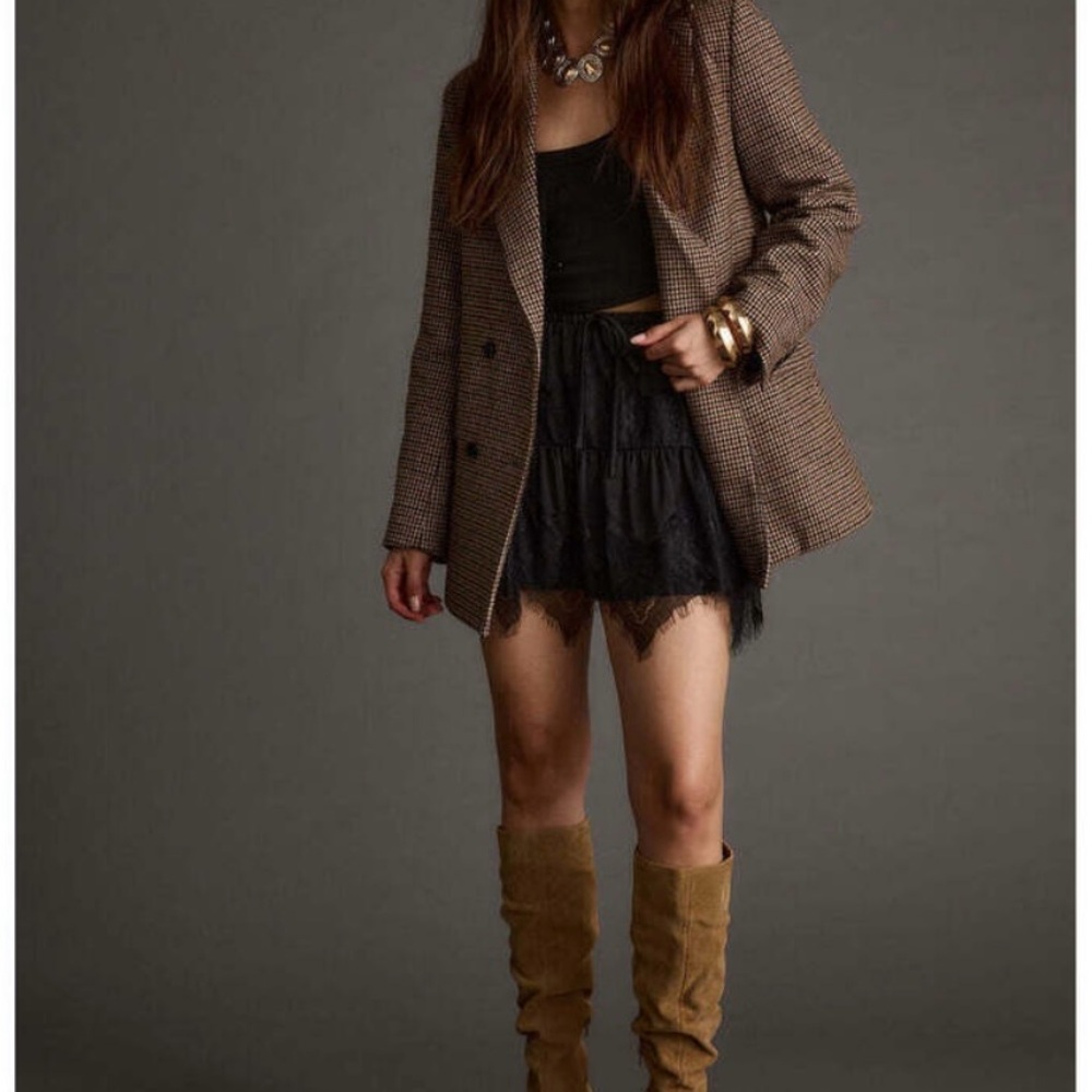 12th Tribe Bexley Black Lace Trim Mini Skirt Size Small